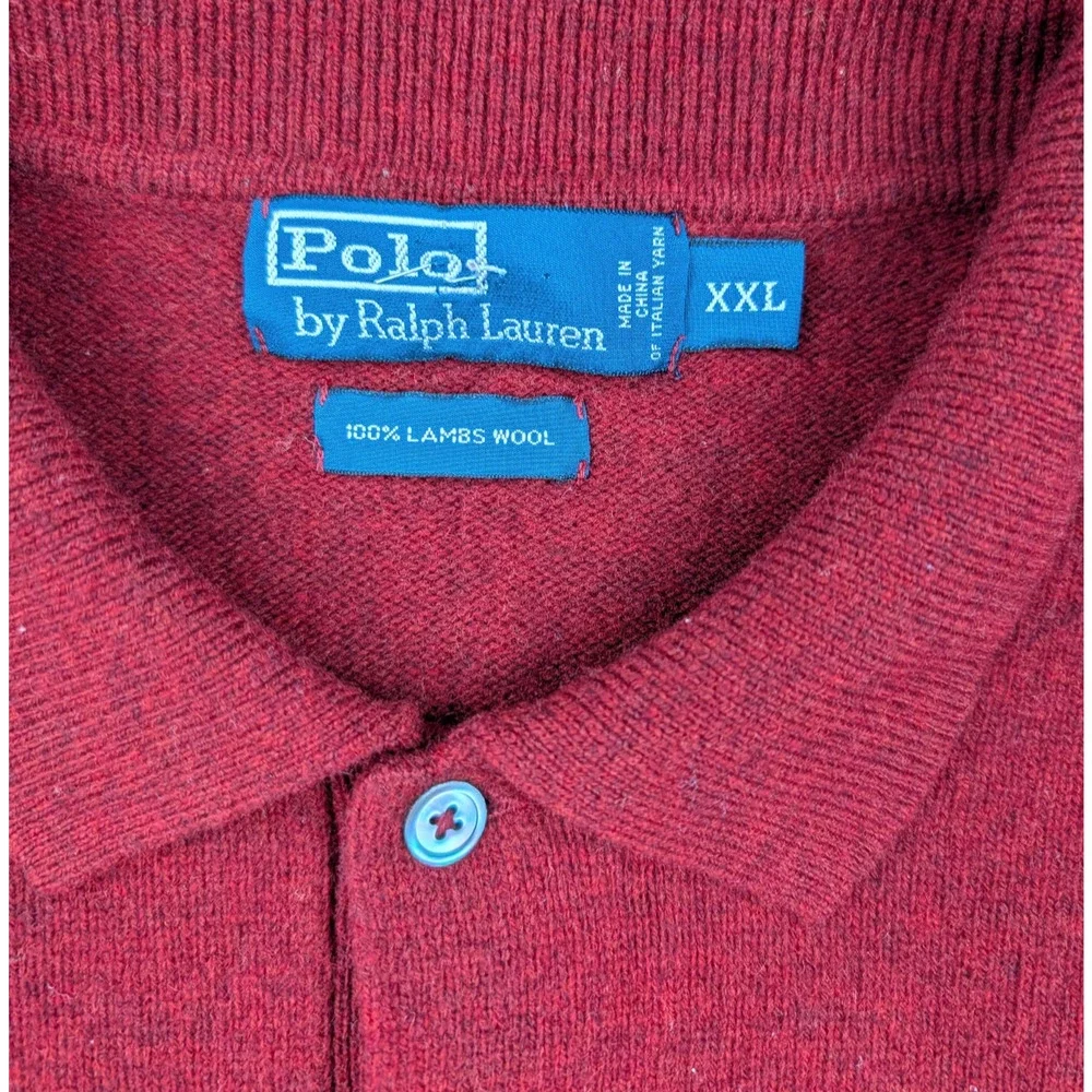 Polo Ralph Lauren Sweater Men XXL Lambswool Collared Preppy Timeless Vintage 90s